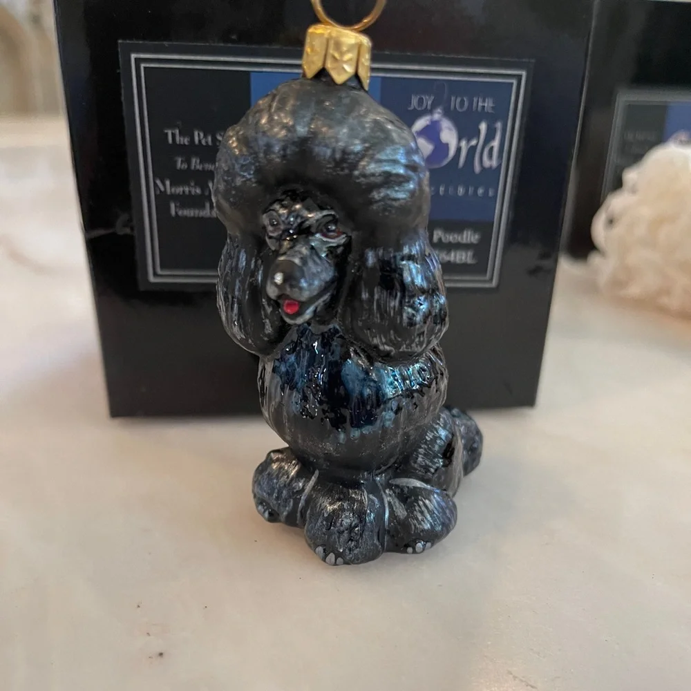 Black Poodle Hand-Blown Glass Ornament by JOY TO THE WORLD.  Made in Poland. - Picture 2 of 7
